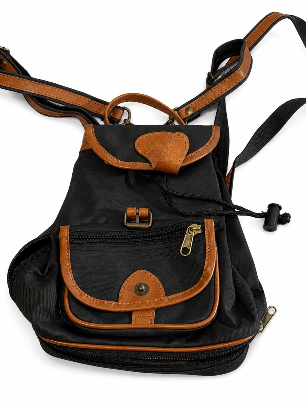 Vintage Made in Korea Mini Backpack Crossbody Black Brown Convertible Bag